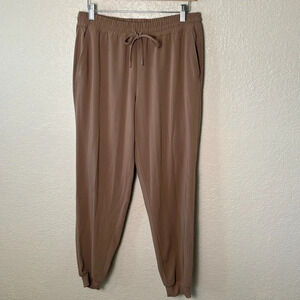 Cynthia‎ Rowley Womens size 10 Tan Jogger Pants pockets elastic tie waist casual